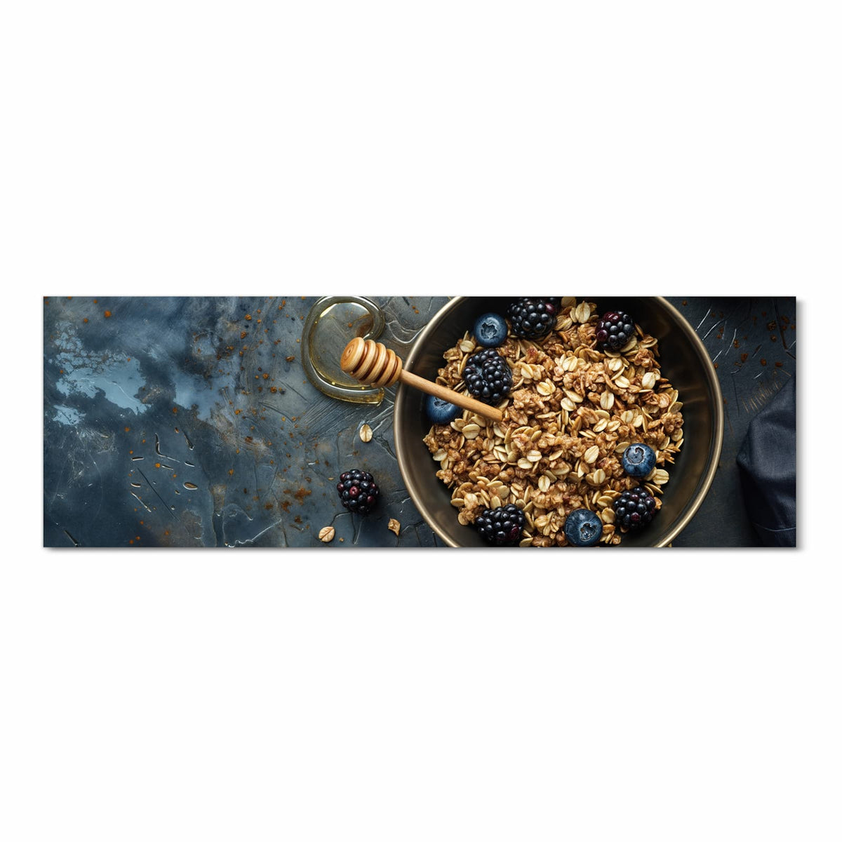 Geruchsneutraler Küchenteppich mit Motiv Müsli mit Beeren in Frontansicht