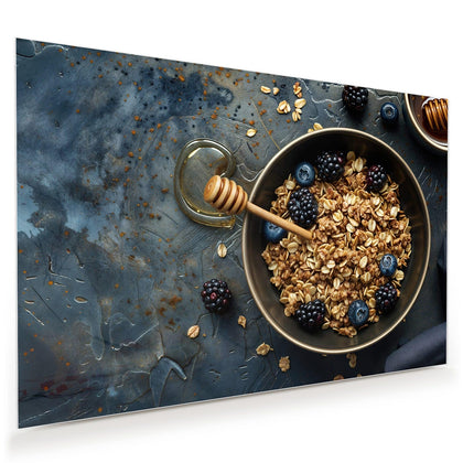 Wandbild mit dem Motiv Müsli mit Beeren