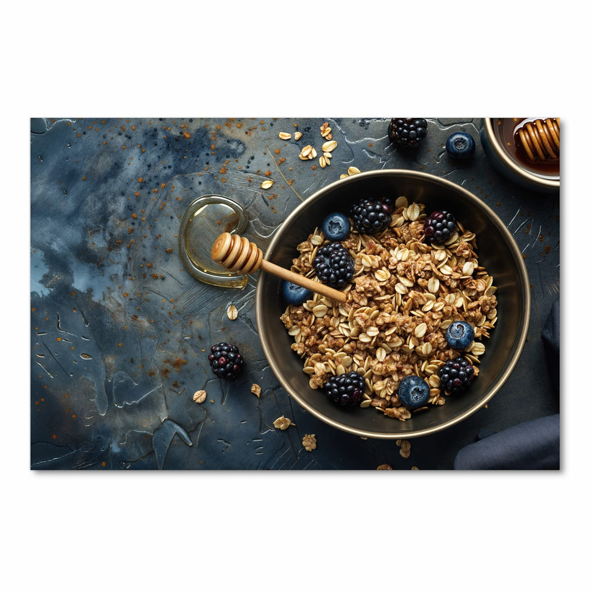 Komfortabler Küchenläufer mit Motiv Müsli mit Beeren in Frontansicht für die Küche