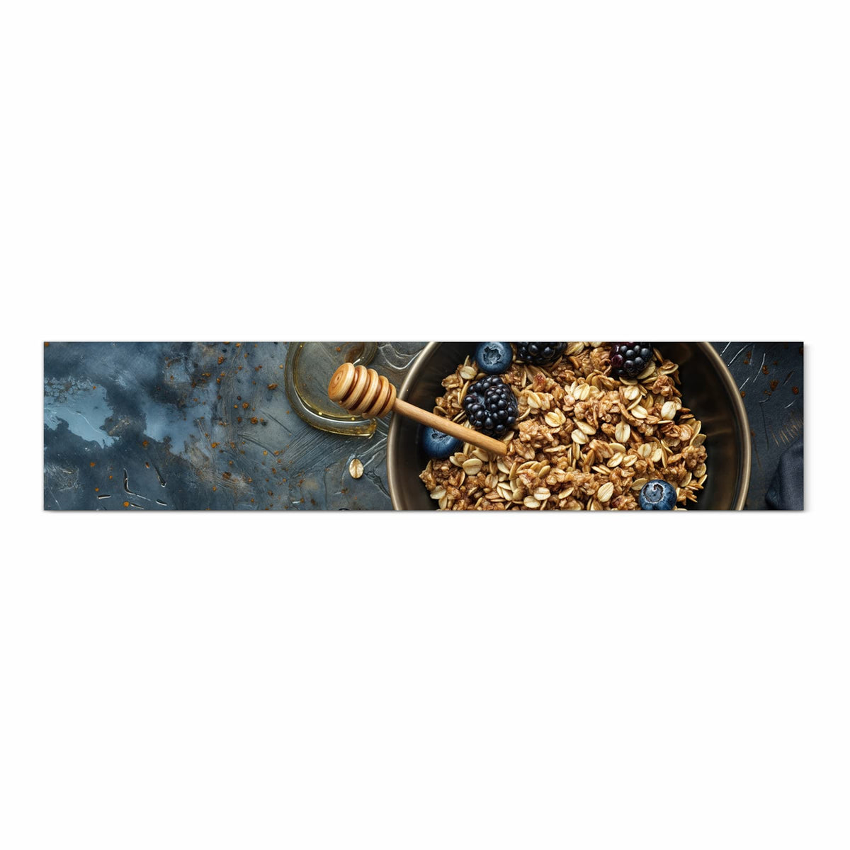 Flacher waschbarer Küchenteppich mit Motiv Müsli mit Beeren in Frontansicht