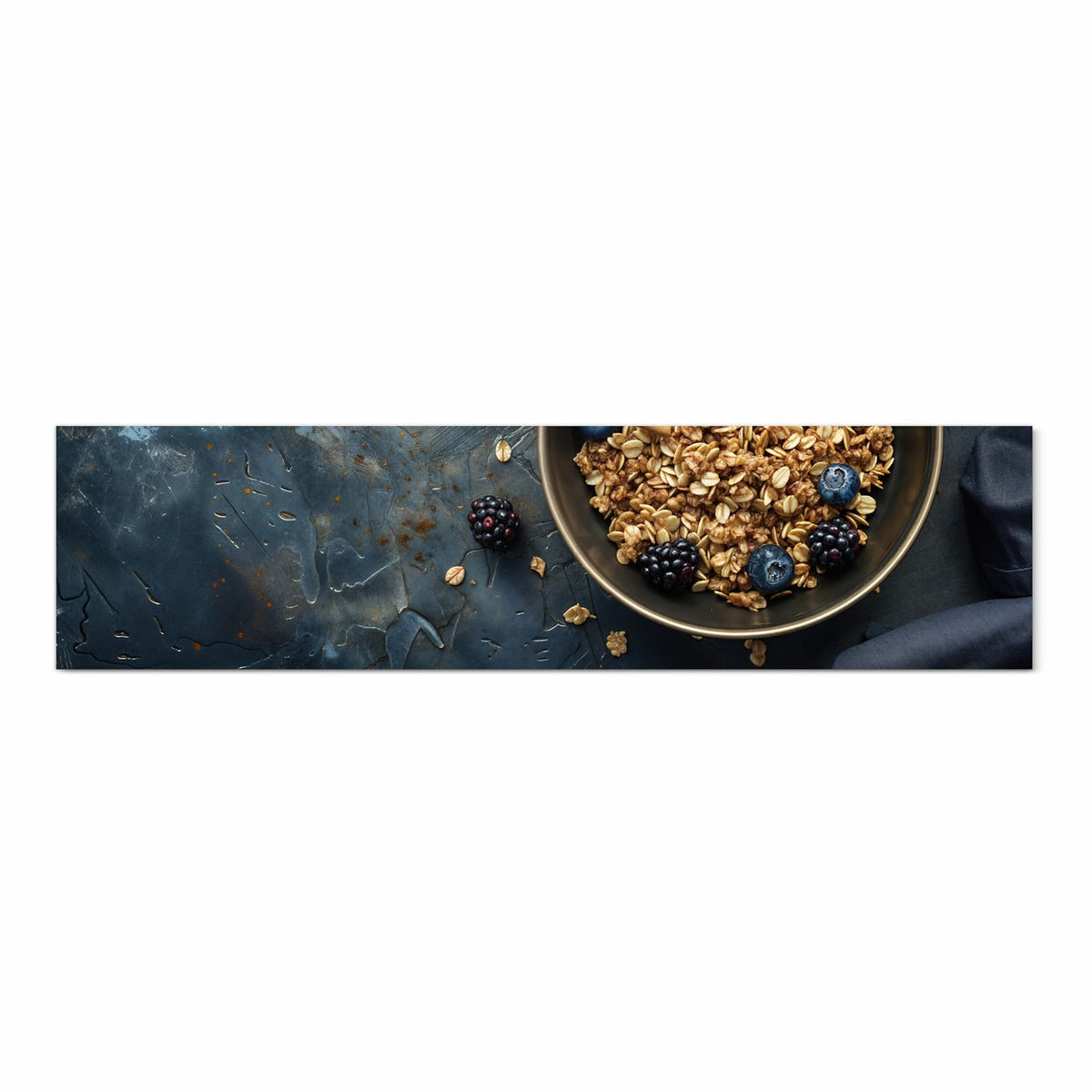 Langlebiger Küchenvorleger mit Motiv Müsli mit Beeren in Frontansicht