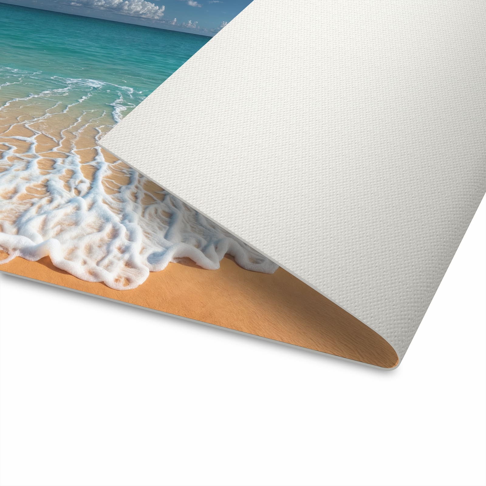 Wasserabweisender Bodenläufer mit Motiv Wellen am Sandstrand in der Unterseite