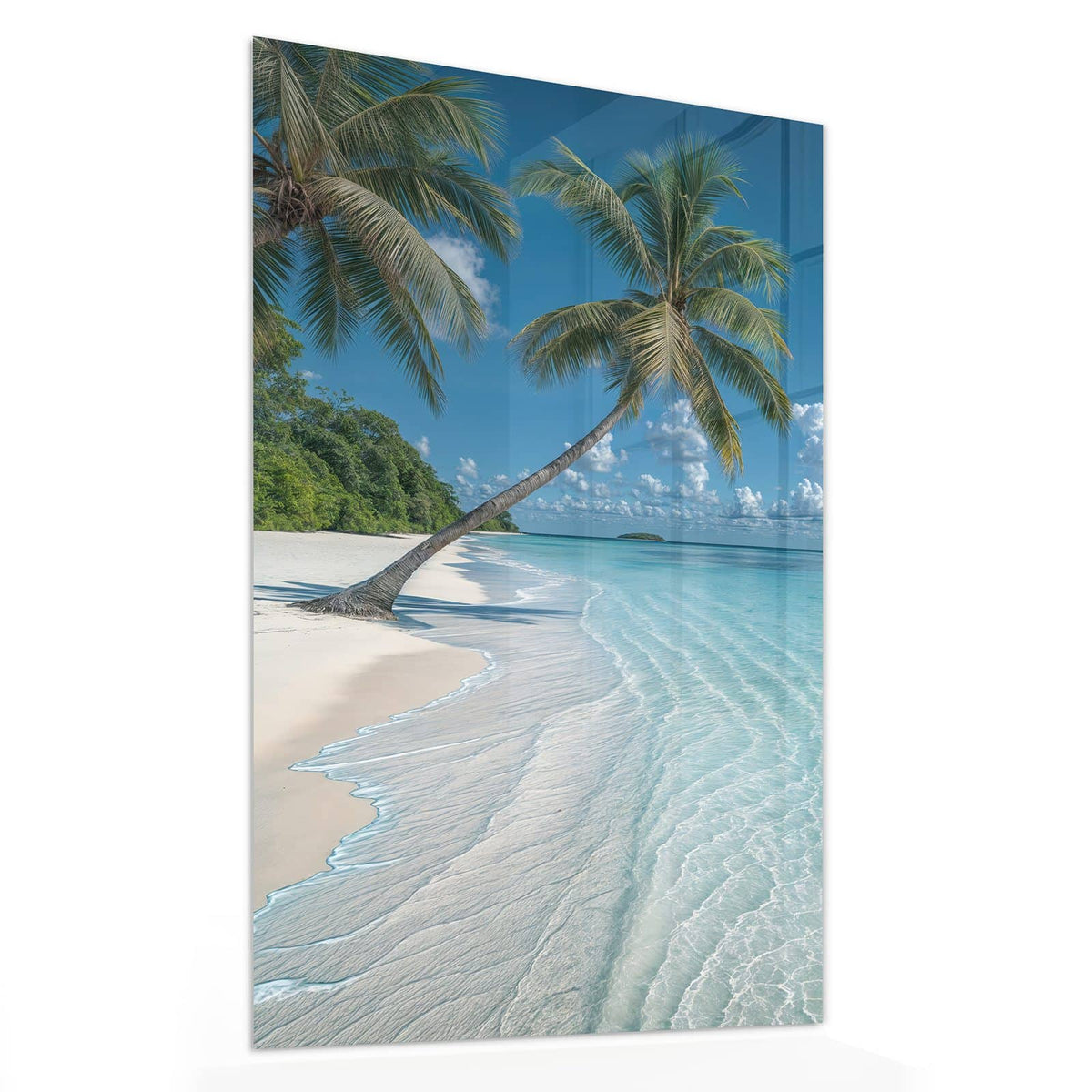 11 Größen – von 30 × 60 bis 60 × 150 cm – Wandbild - Zwei Palmen am Meer - Hochformat