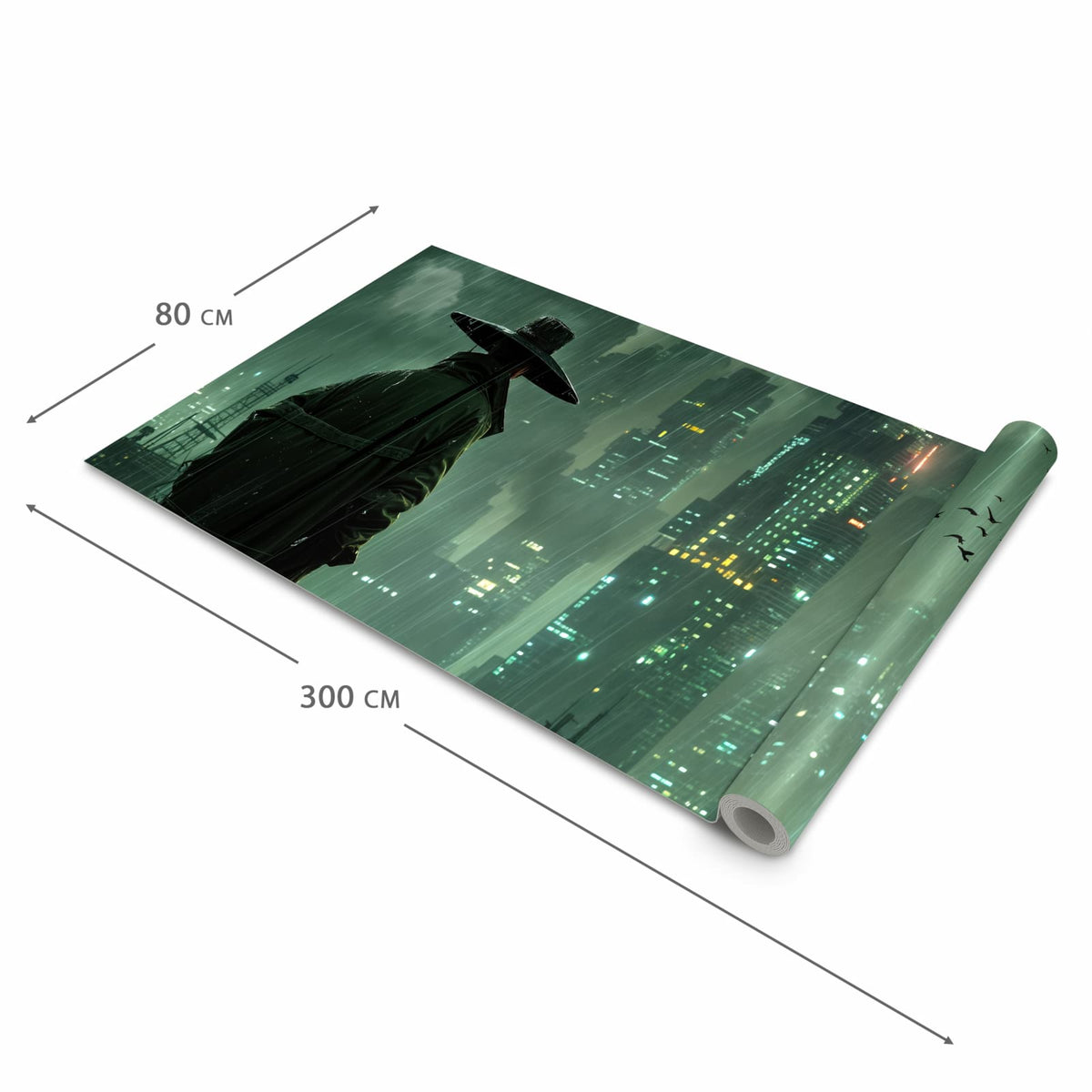Feuchtigkeitsresistenter Küchenteppich mit Motiv Stadt in Regen in der Grösse 80x300 cm