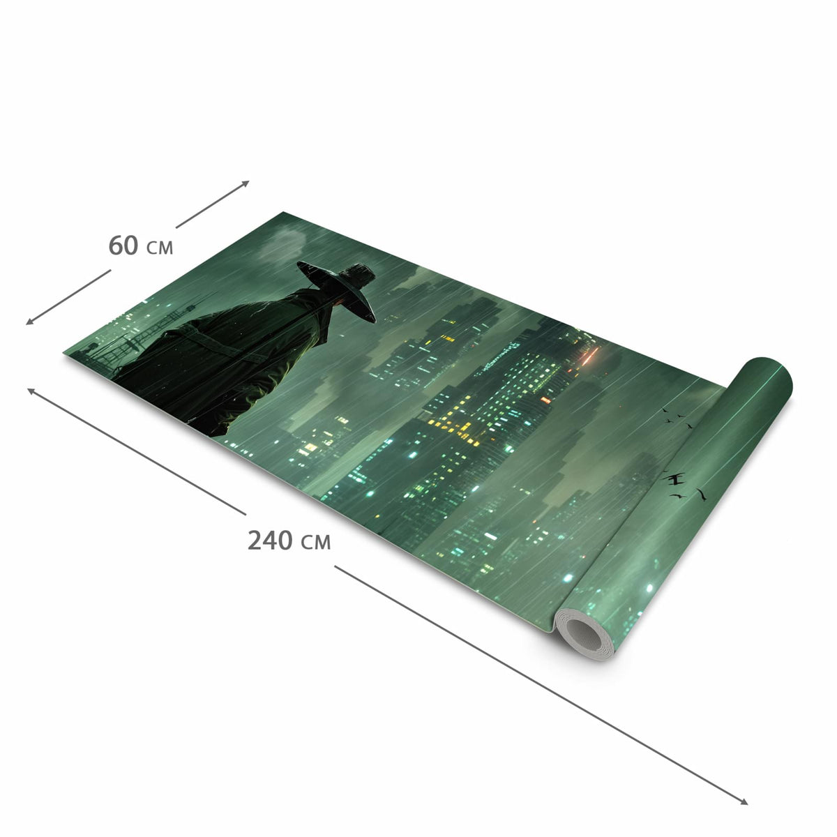 Waschbarer Teppich fürs Esszimmer mit Motiv Stadt in Regen in der Größe 80x300 cm