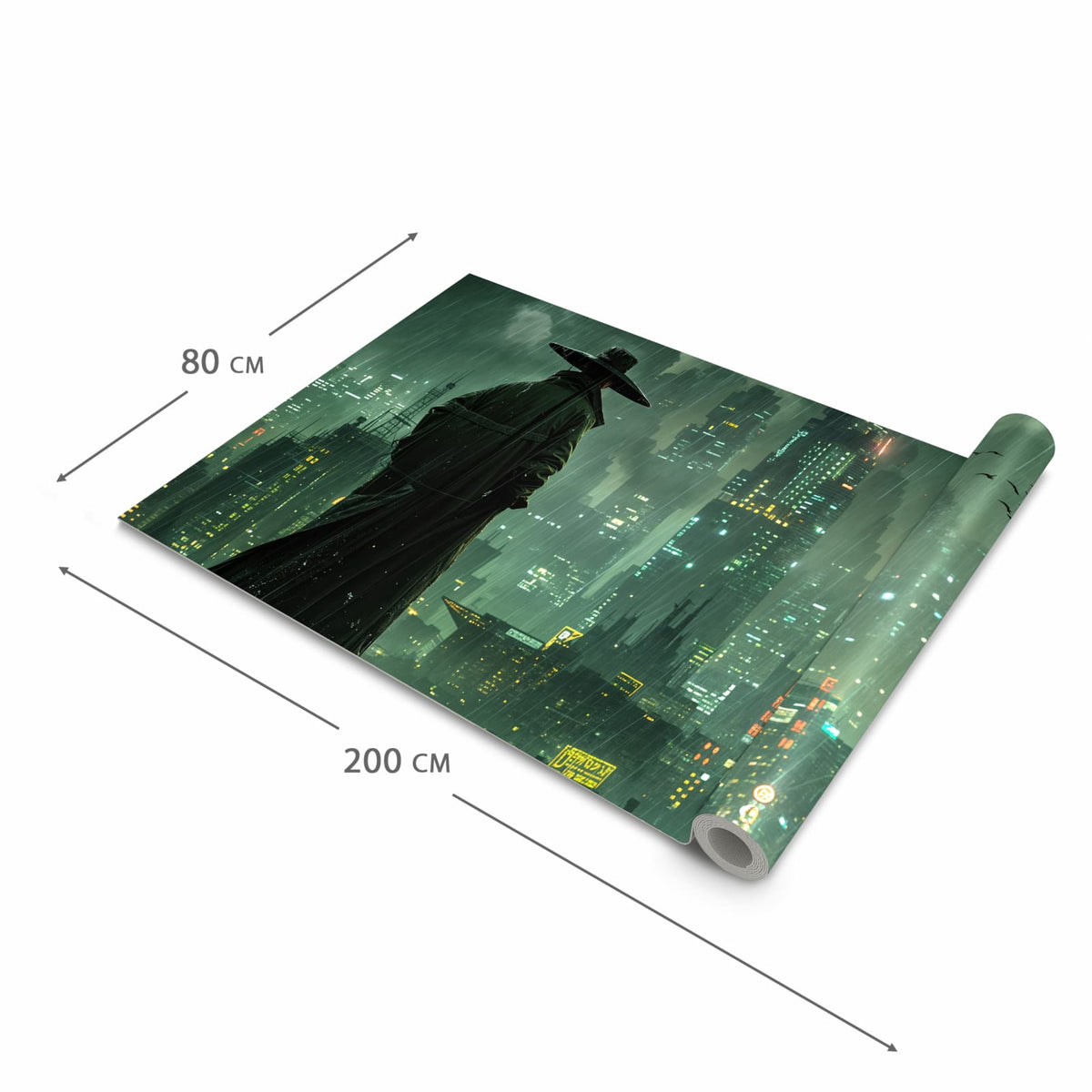 Waschbarer Bodenläufer Teppich mit Motiv Stadt in Regen in der Grösse 80x300 cm