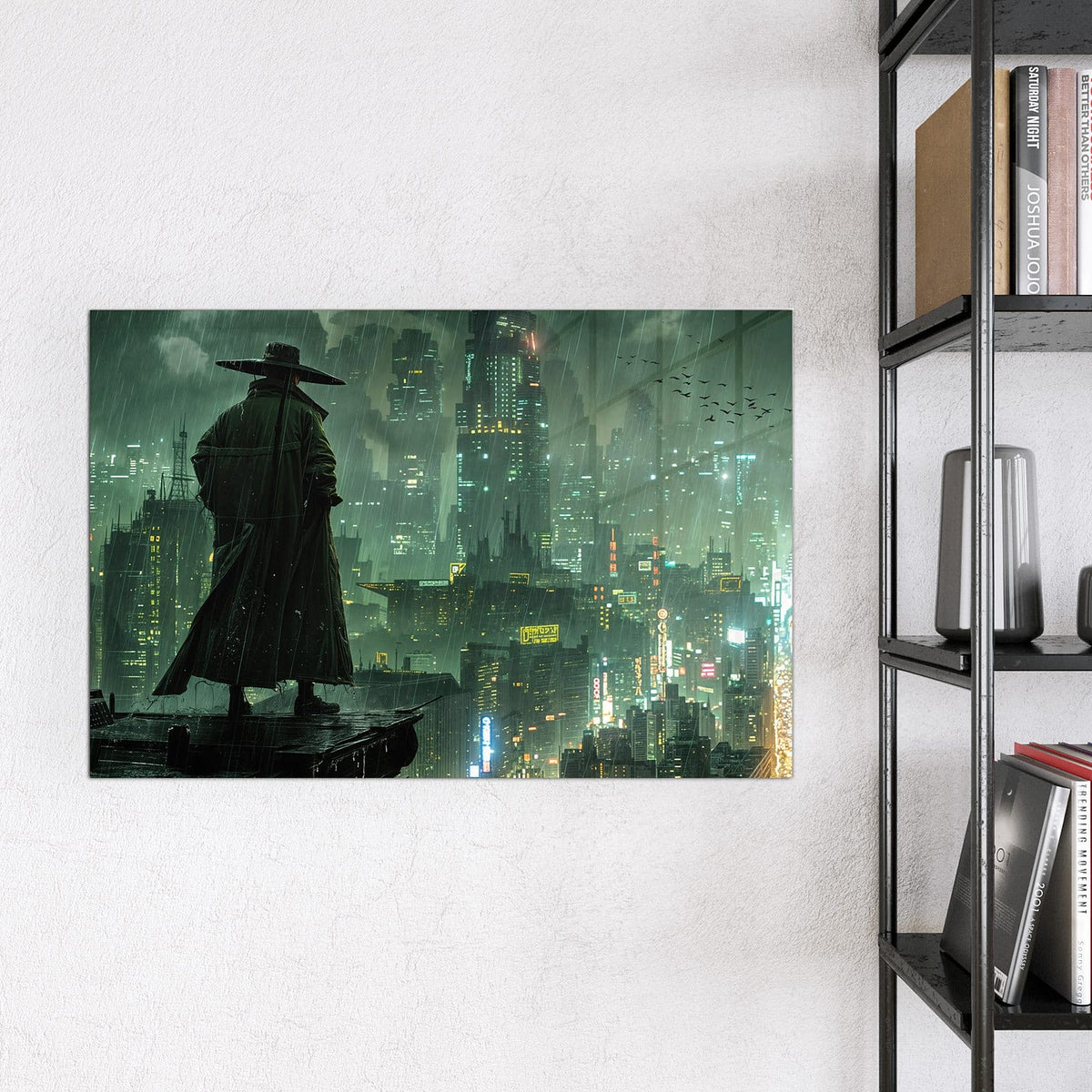 9 Größen – von 30 × 30 bis 120 × 90 cm – Magnettafel - Mann auf der Dachkante