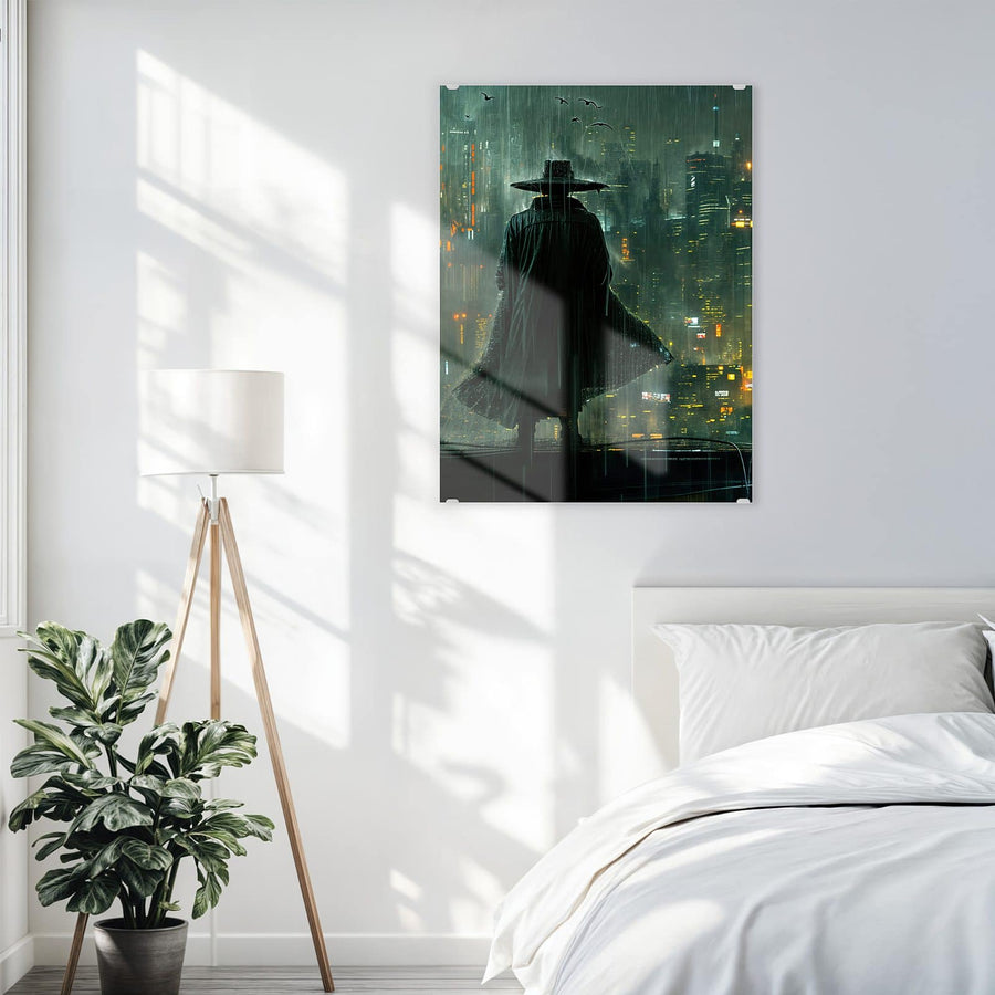 Maße Wandbild - Mann mit Hut im Regen - Hochformat