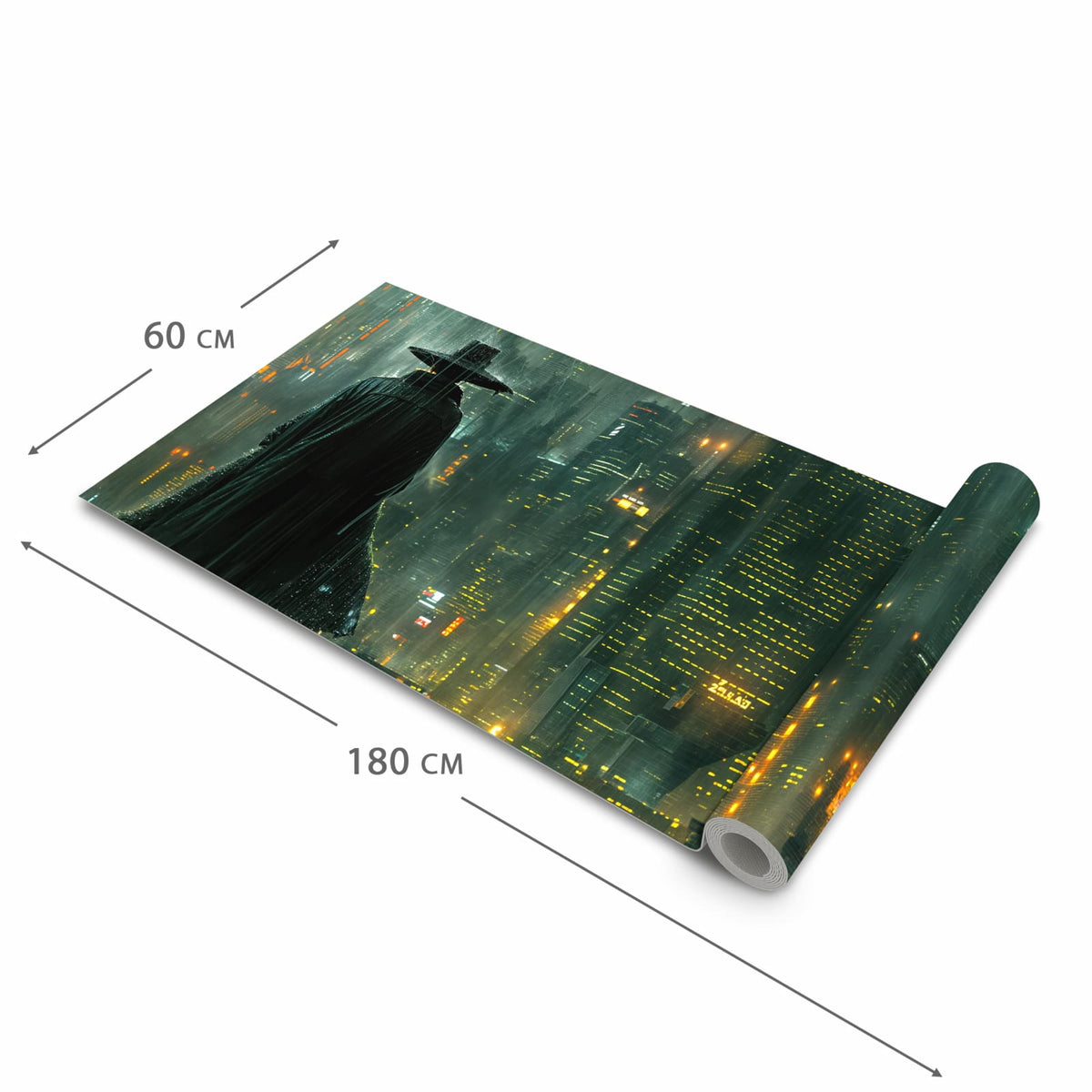 Zeitsparender Küchenläufer mit Motiv Regenmantel Stadt in der Grösse 80x300 cm