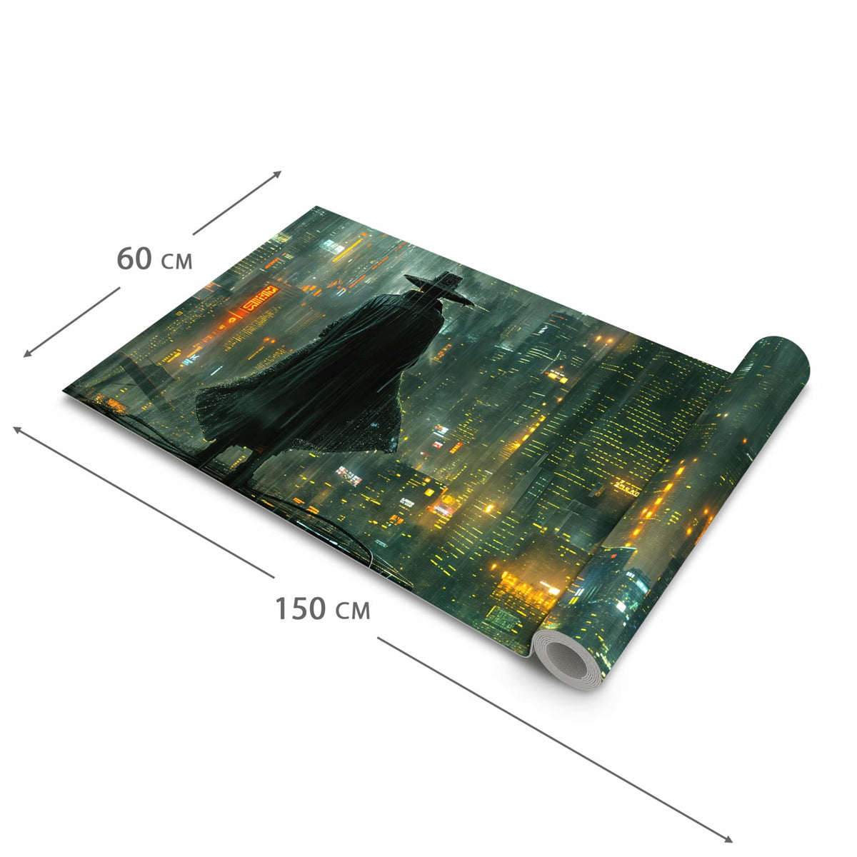Küchenteppich mit Motiv Regenmantel Stadt in der Grösse 80x300 cm für sichere Aufbewahrung