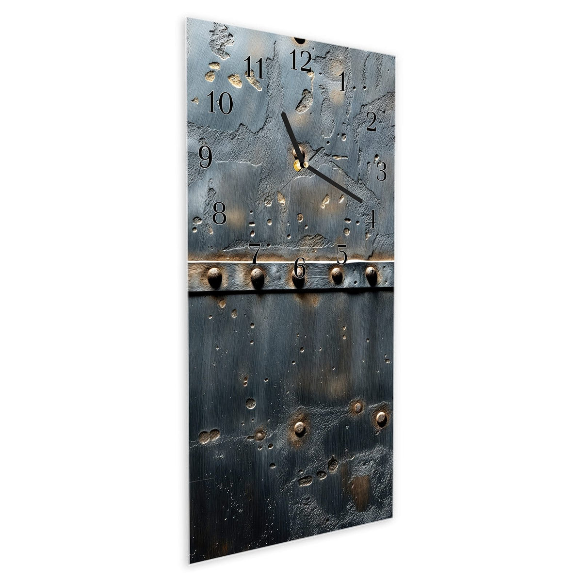 Vormontiert – mit Schwebeeffekt – Wanduhr Metalltür Design aus Glas – Hochformat 30 × 60 cm