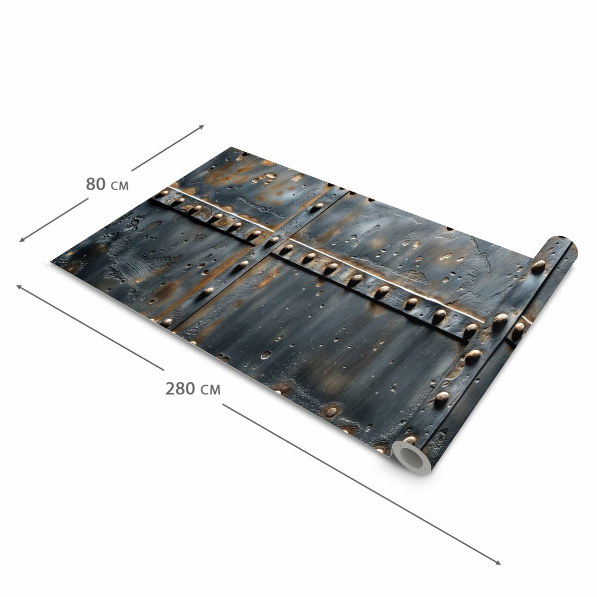 Bodenschonender Küchenteppich mit Motiv Metalltür Design in der Grösse 80x280 cm