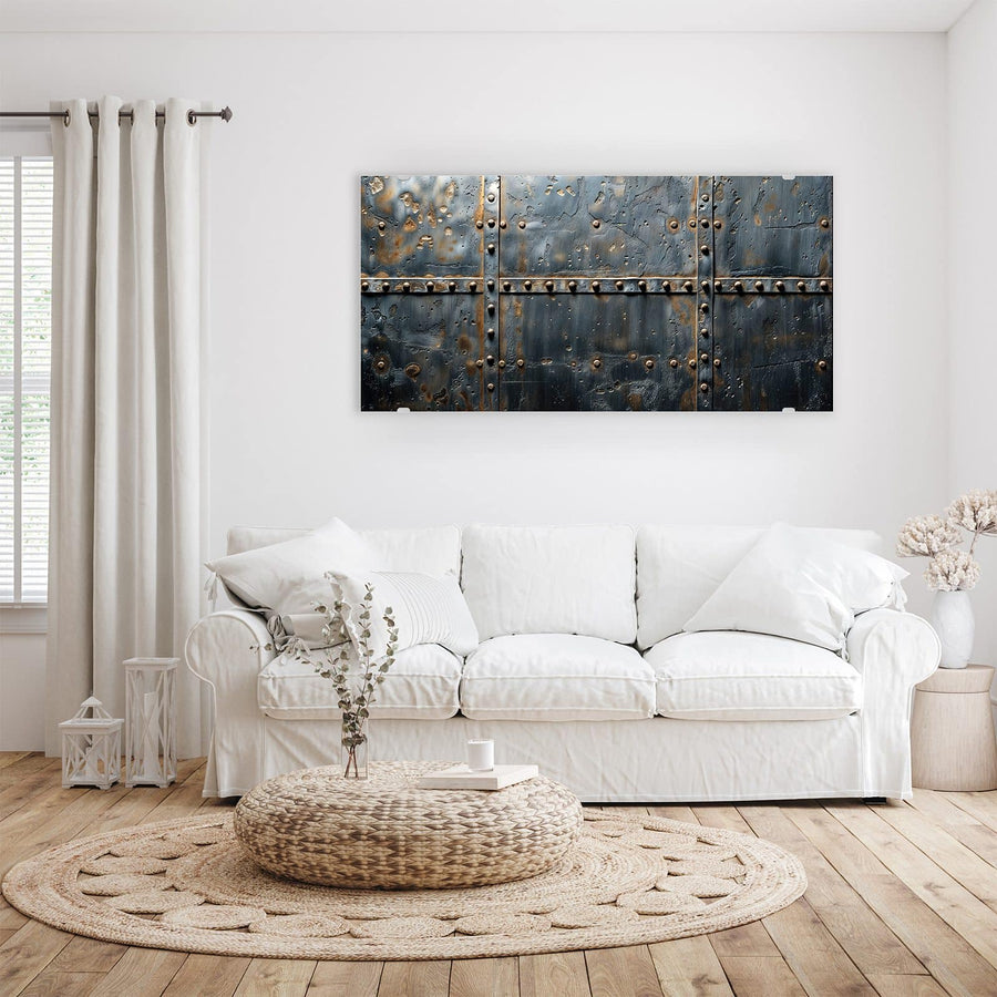 Maße Wandbild - Stahl mit Nieten - Querformat