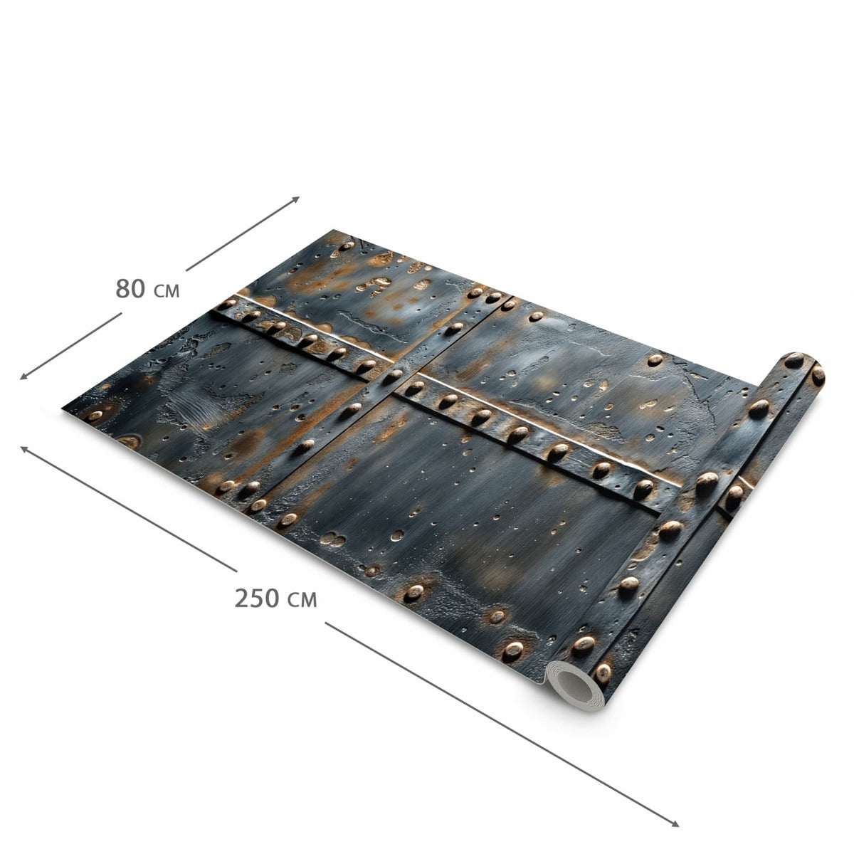 Feuchtigkeitsresistenter Teppich für die Küche mit Motiv Metalltür Design in der Grösse 80x280 cm