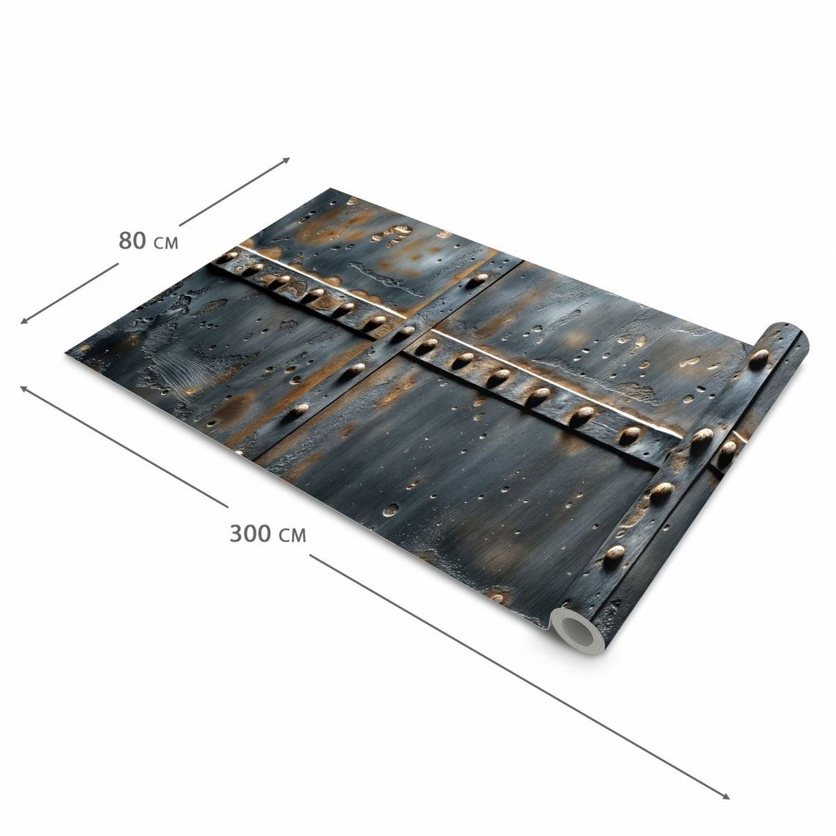 Küchenläufer mit Motiv Metalltür Design in der Grösse 80x280 cm für Ordnung & Übersicht