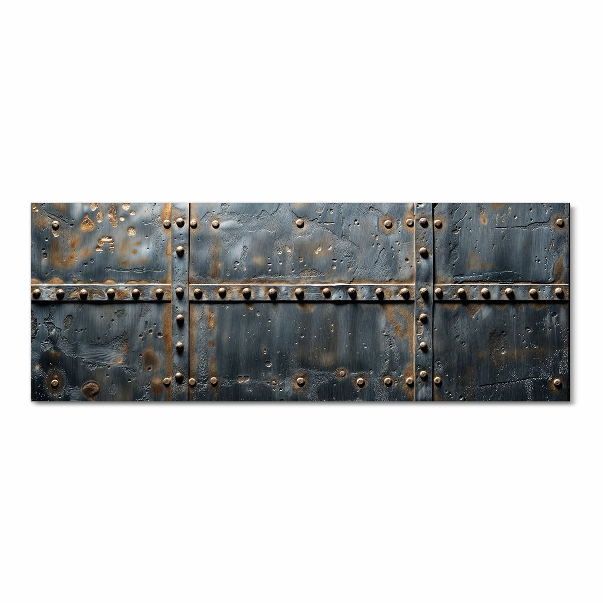Fleckenresistenter Küchenteppich mit Motiv Metalltür Design in Frontansicht für die Küche