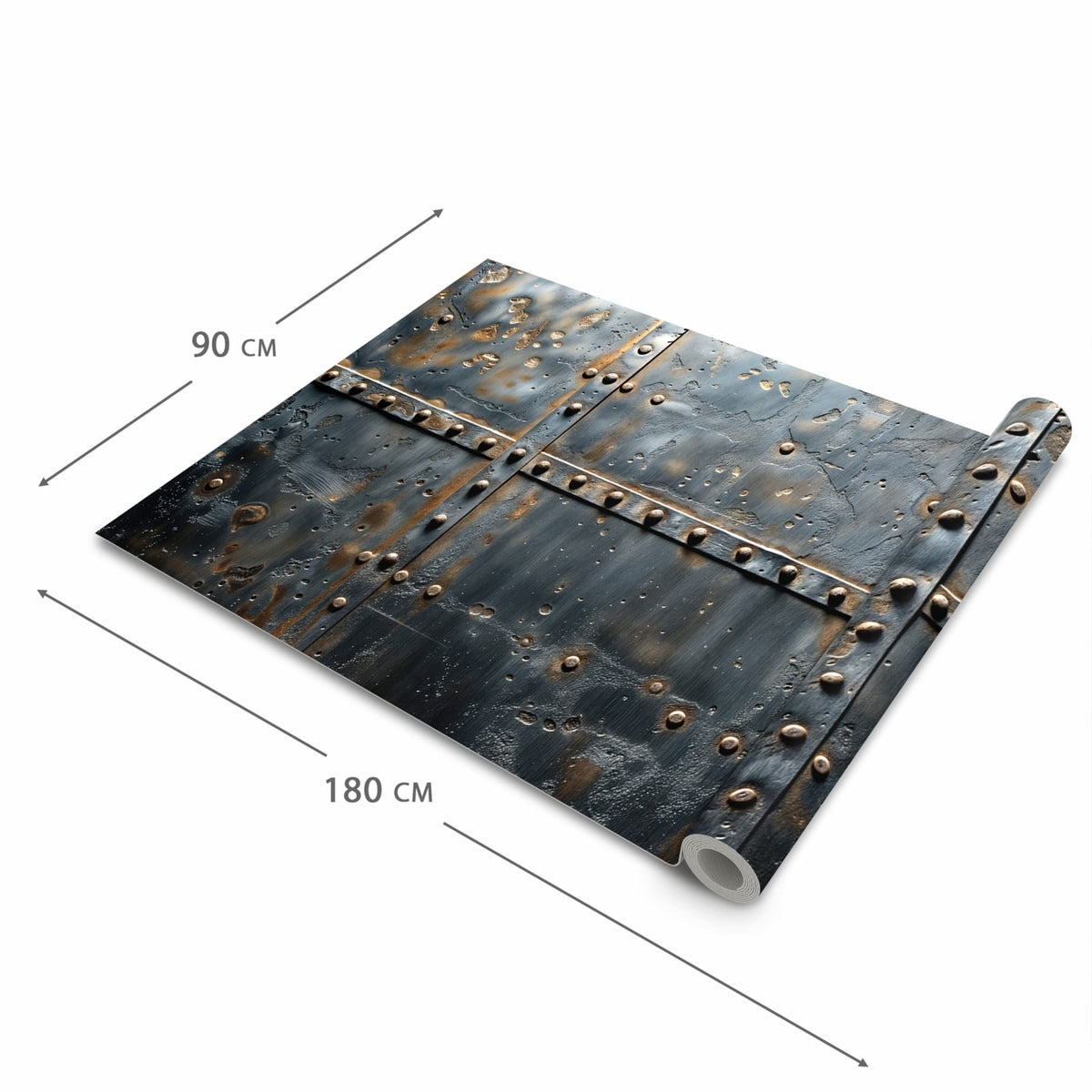 Bodenschonender Küchenteppich mit Motiv Metalltür Design in der Grösse 80x280 cm
