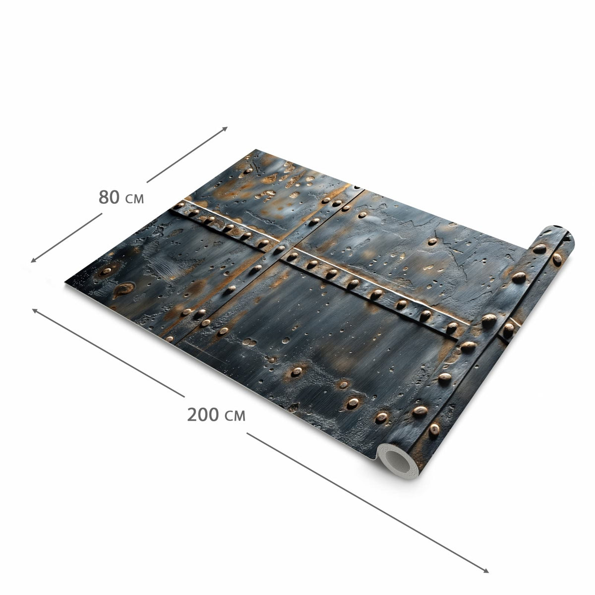 Rutschfester Küchenteppich mit Motiv Metalltür Design in der Grösse 80x280 cm
