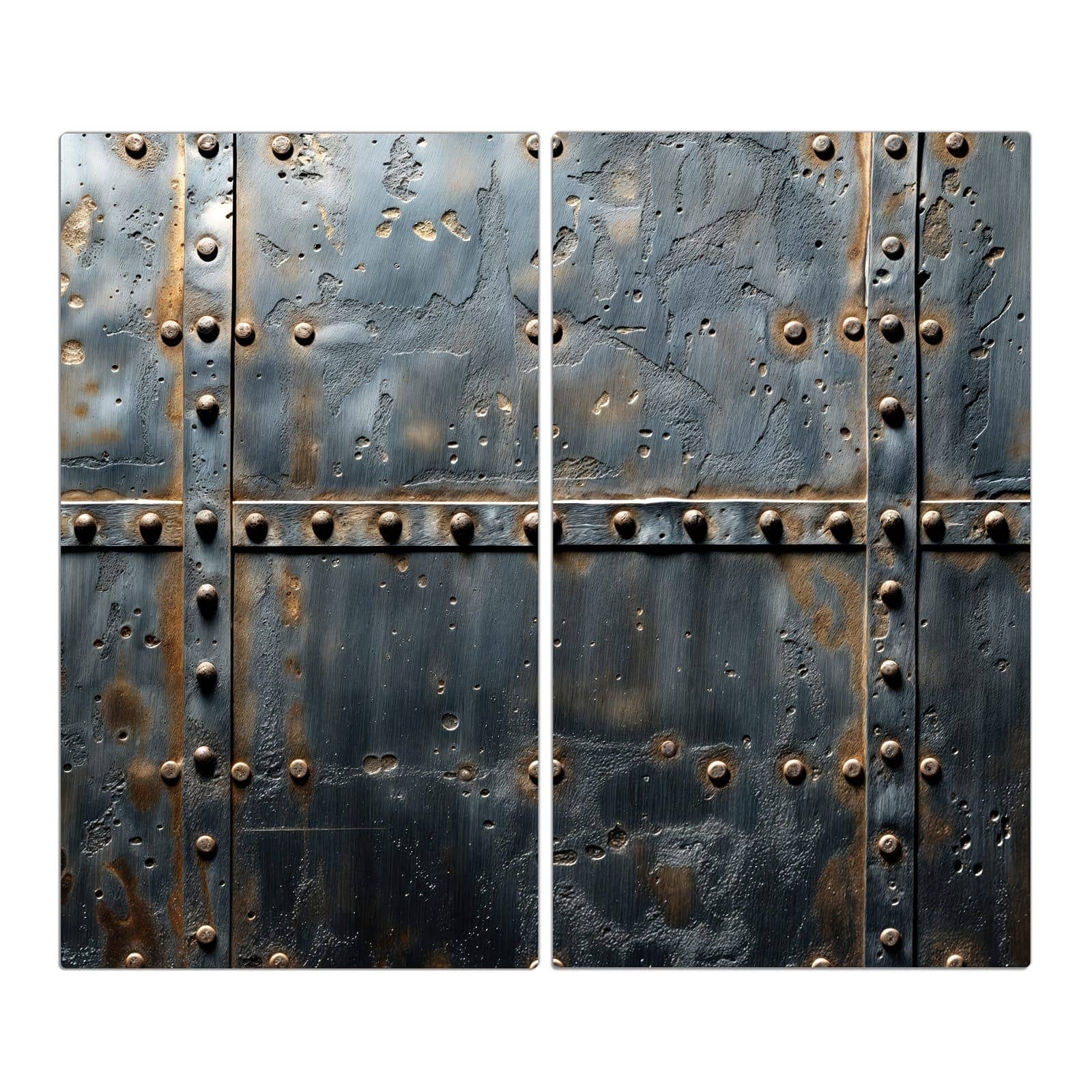 2-teilige Ceranfeldabdeckungen mit Metalltür Design-Motiv in der Frontansicht