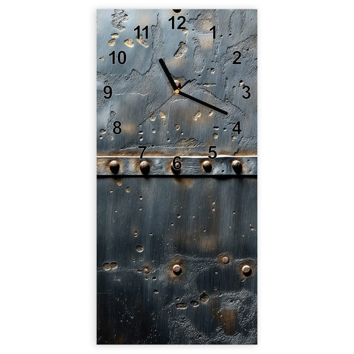 Wanduhr Metalltür Design aus Glas – Hochformat 30 × 60 cm mit Ziffernblatt Modern
