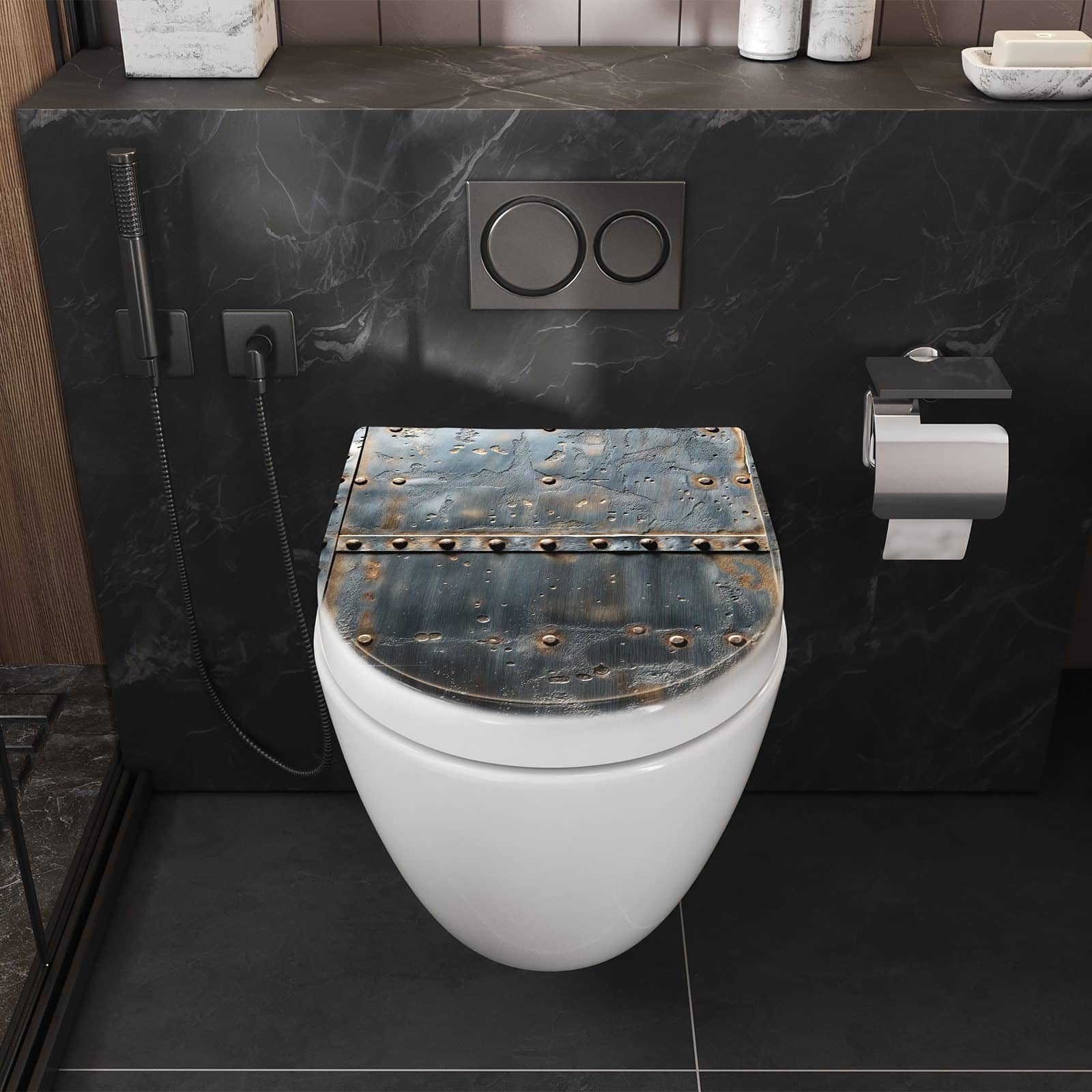 WC-Sitz mit Absenkautomatik Metalltür Design