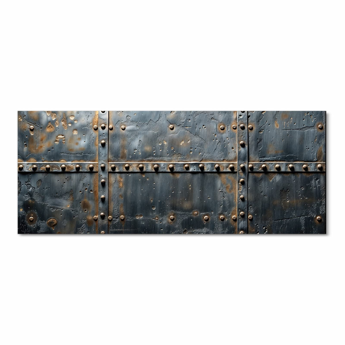 Farbbeständiger abwaschbarer Küchenläufer mit Motiv Metalltür Design in Frontansicht