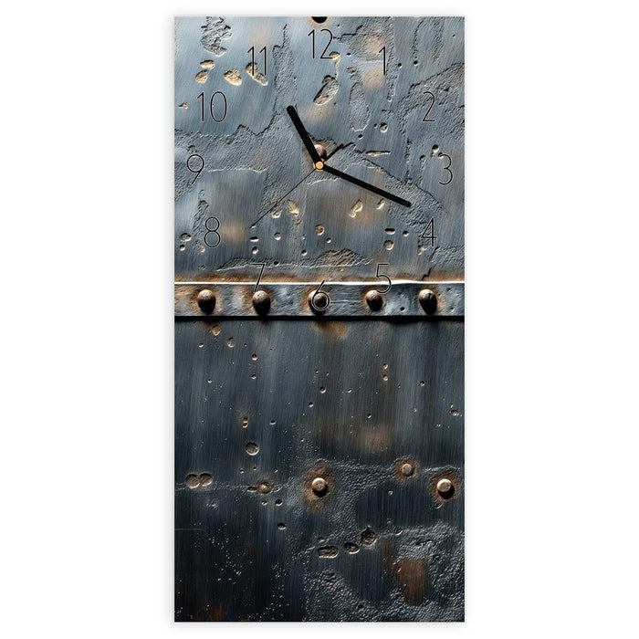 Wanduhr Metalltür Design aus Glas – Hochformat 30 × 60 cm mit Ziffernblatt Elegant