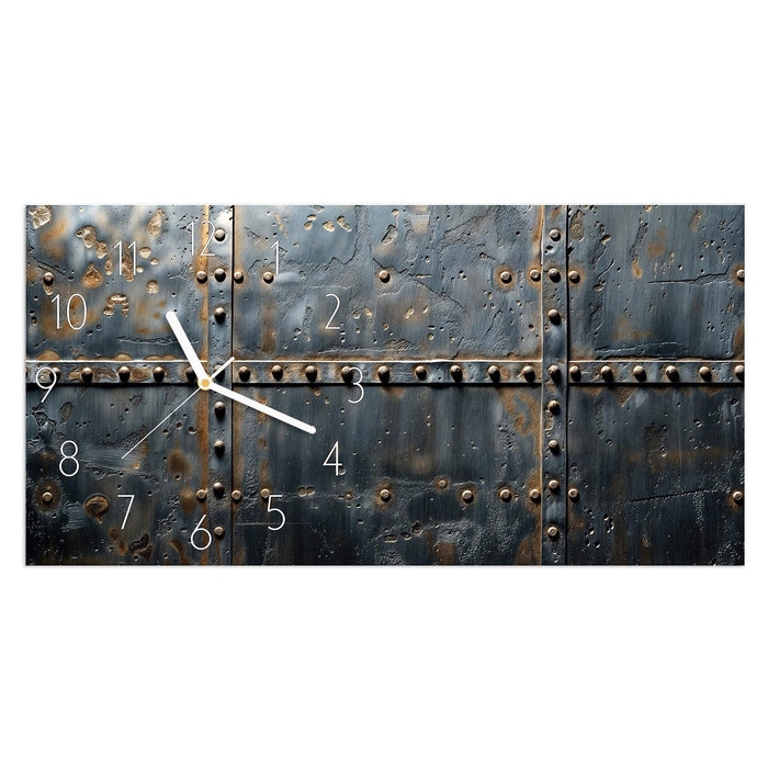 Wanduhr Metalltür Design aus Glas – Querformat 60 × 30 cm mit Ziffernblatt Elegant