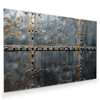 Wandbild mit dem Motiv Stahl mit Nieten