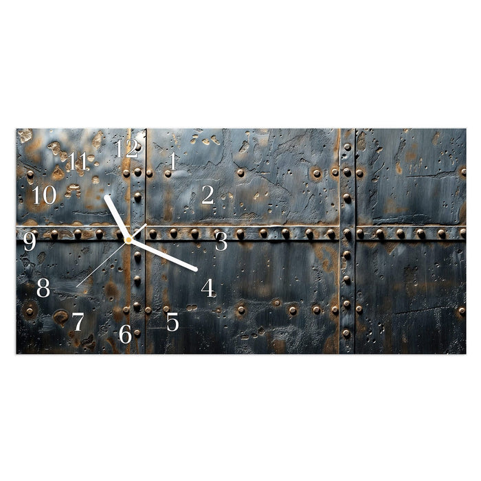 Wanduhr Metalltür Design aus Glas – Querformat 60 × 30 cm mit Ziffernblatt Klassisch