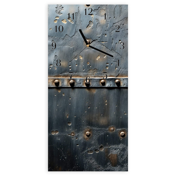 Wanduhr Metalltür Design aus Glas – Hochformat 30 × 60 cm mit Ziffernblatt Klassisch
