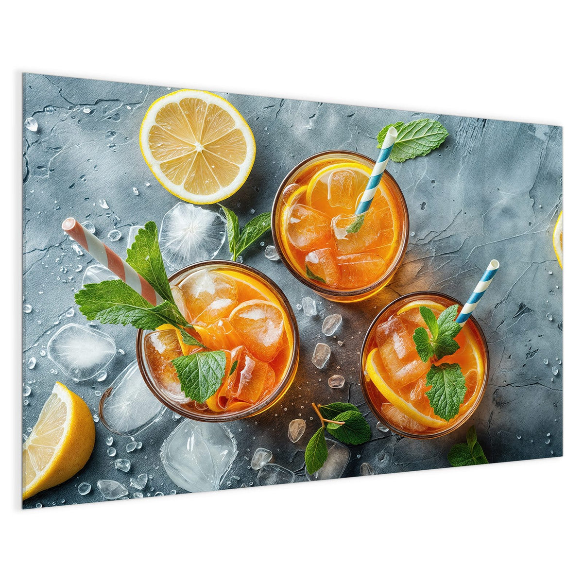 4 mm Glas statt lackiertem Blech – Magnettafel - Drei Drinks mit Zitrone