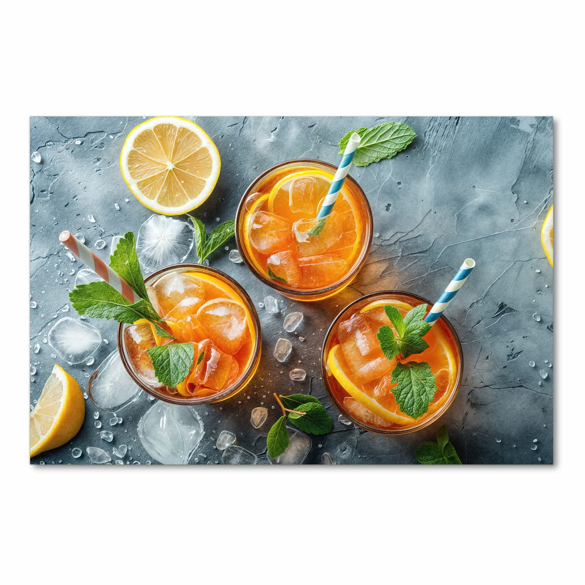 Langlebiger waschbarer Küchenläufer mit Motiv Sommerlicher Drink in Frontansicht