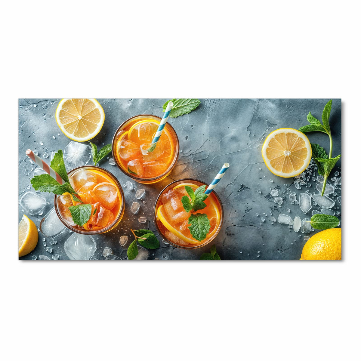 Rutschfester Küchenläufer mit Motiv Sommerlicher Drink in Frontansicht für sicheren Stand