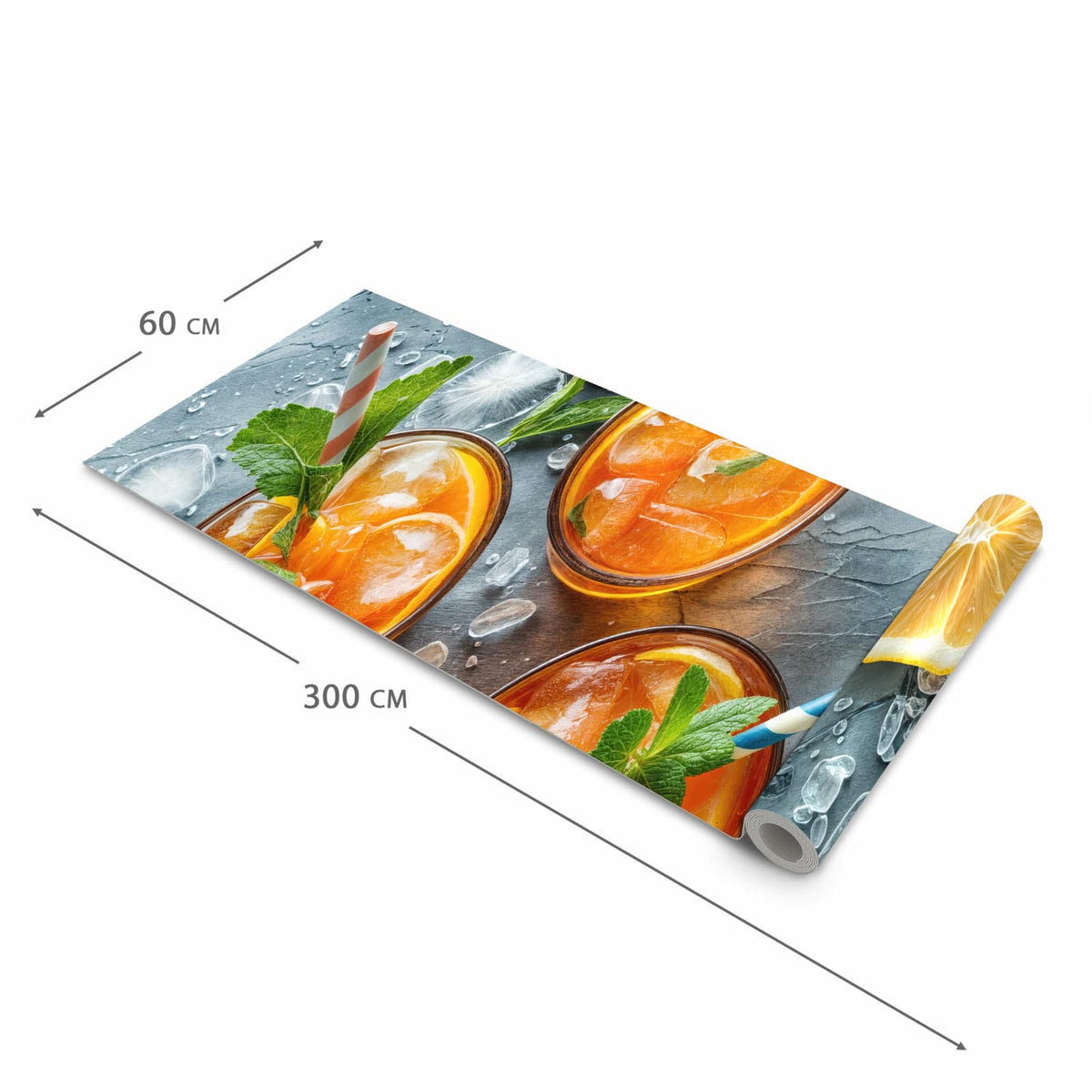 Wasserabweisender Küchenläufer mit Motiv Sommerlicher Drink in der Grösse 80x280 cm