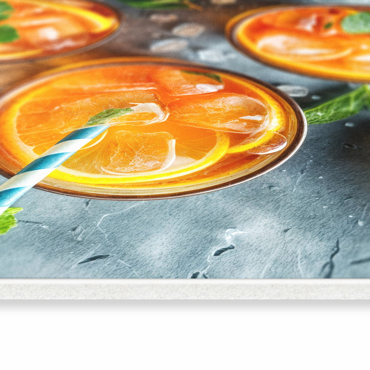 Waschbarer Küchenteppich mit Motiv Sommerlicher Drink in seitlicher Ansicht