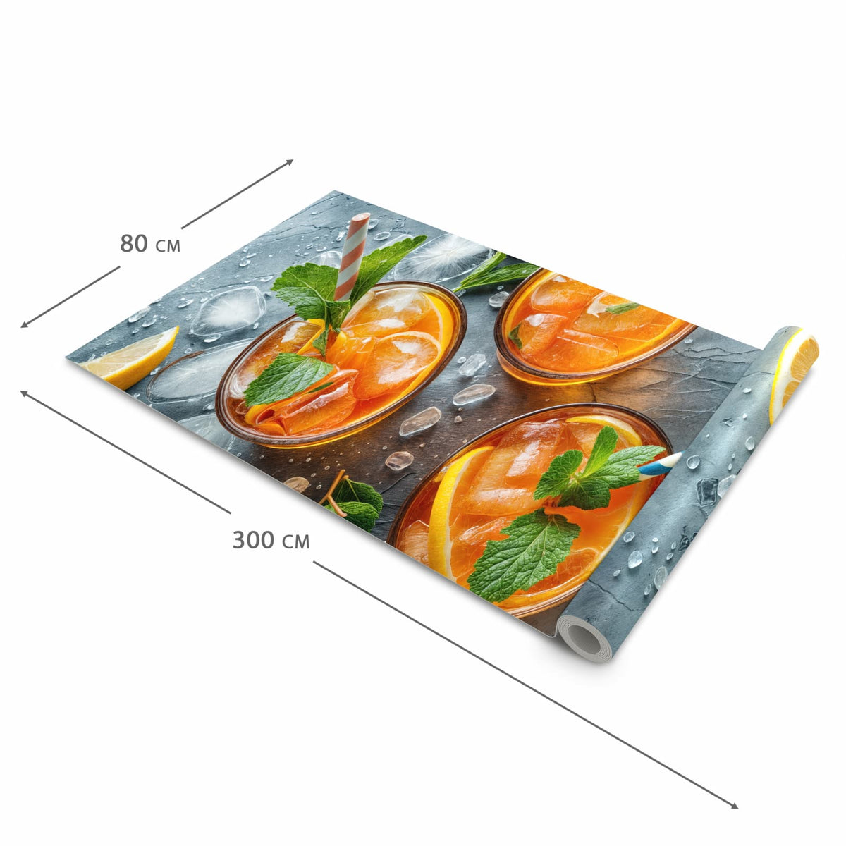 Flacher rutschfester Küchenläufer mit Motiv Sommerlicher Drink in der Grösse 80x280 cm