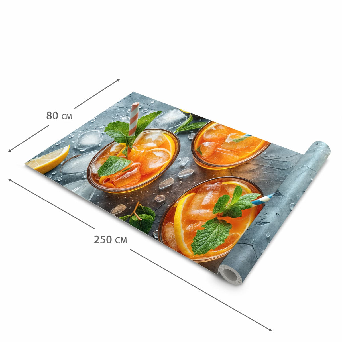 Geruchsneutraler rutschfester Küchenläufer mit Motiv Sommerlicher Drink in der Grösse 80x280 cm
