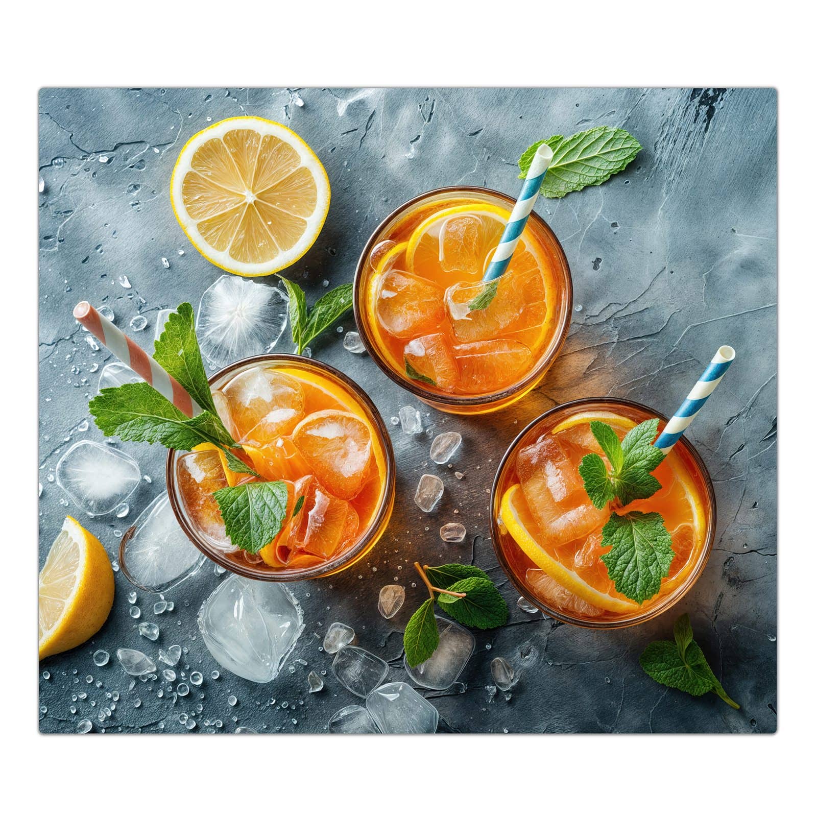 1-teilige Abdeckung für Herdplatte mit Sommerlicher Drink-Motiv in der Frontansicht #grösse_1-Teilig (60x52cm)