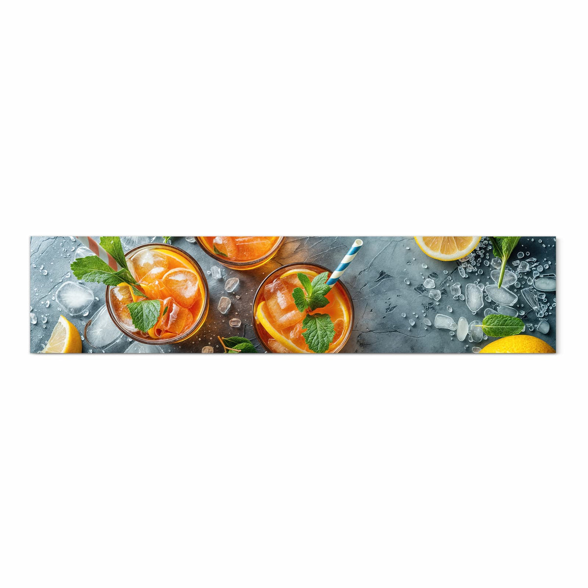 Strapazierfähiger rutschfester Küchenläufer mit Motiv Sommerlicher Drink in Frontansicht