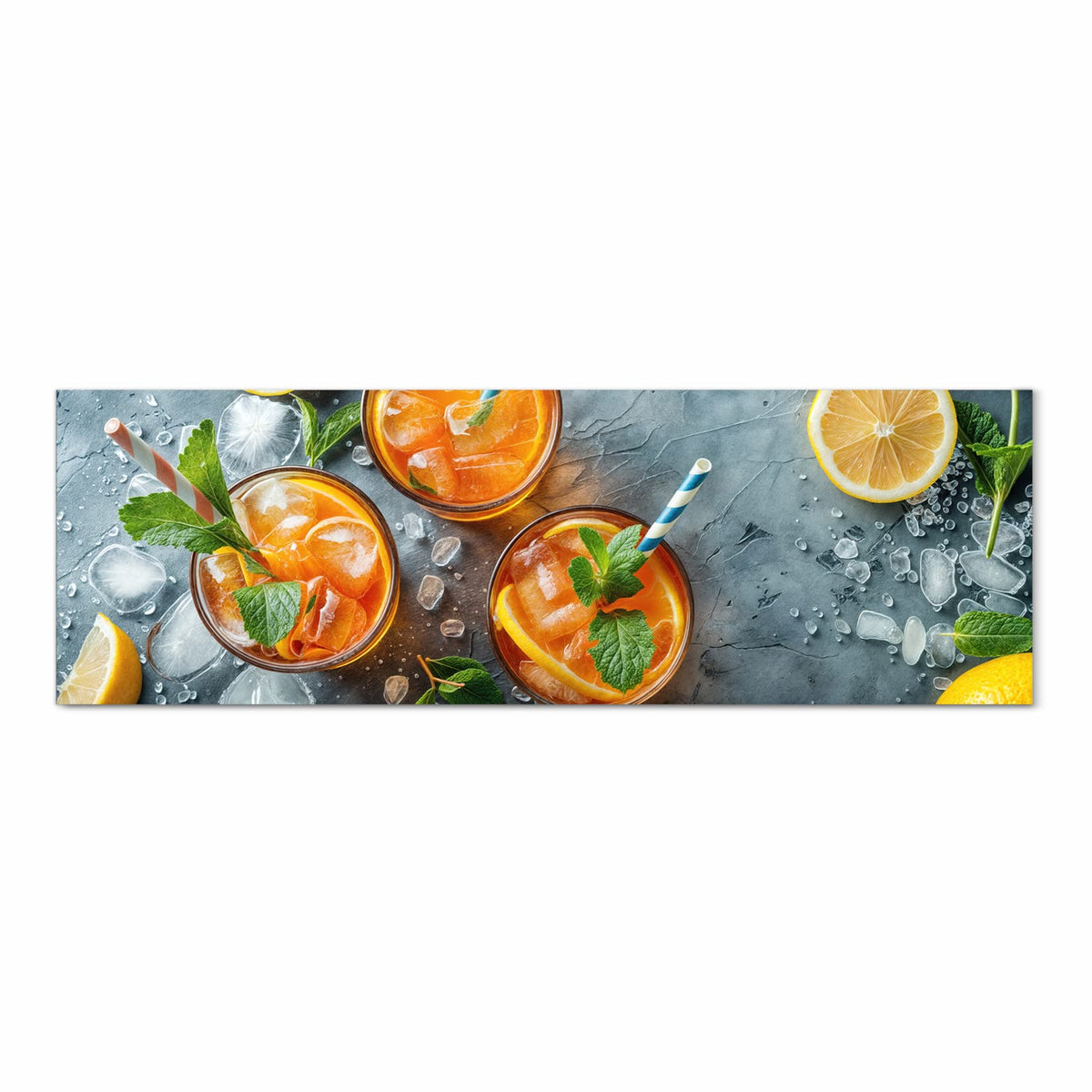 Rutschfester Küchenläufer mit Motiv Sommerlicher Drink in Frontansicht für sicheren Stand