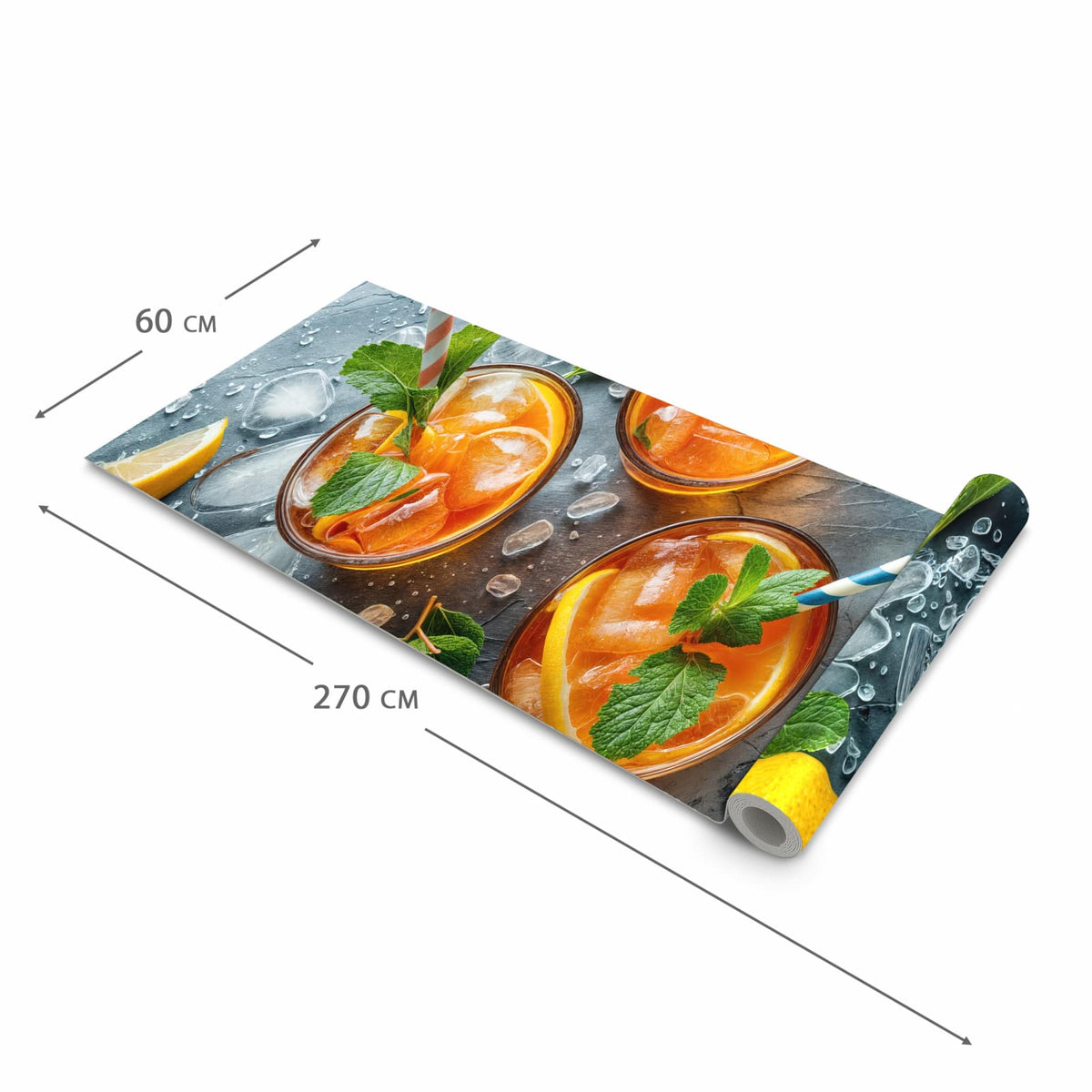 Komfortabler Küchenläufer mit Motiv Sommerlicher Drink in der Grösse 80x280 cm