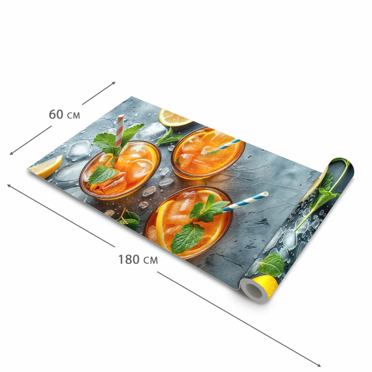 Abriebfester Küchenteppich mit Motiv Sommerlicher Drink in der Grösse 80x280 cm