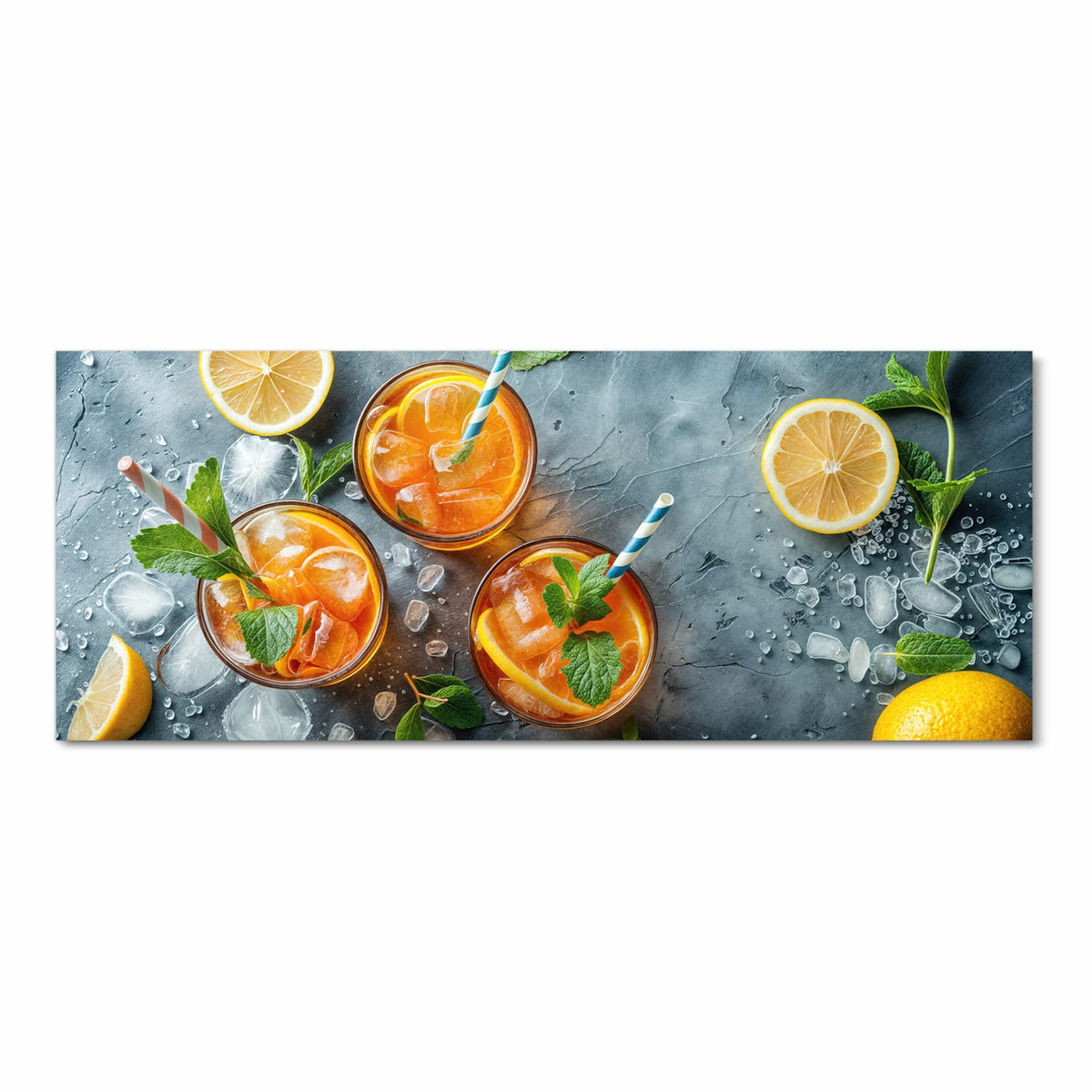 Pflegeleichter Küchenläufer mit Motiv Sommerlicher Drink in Frontansicht
