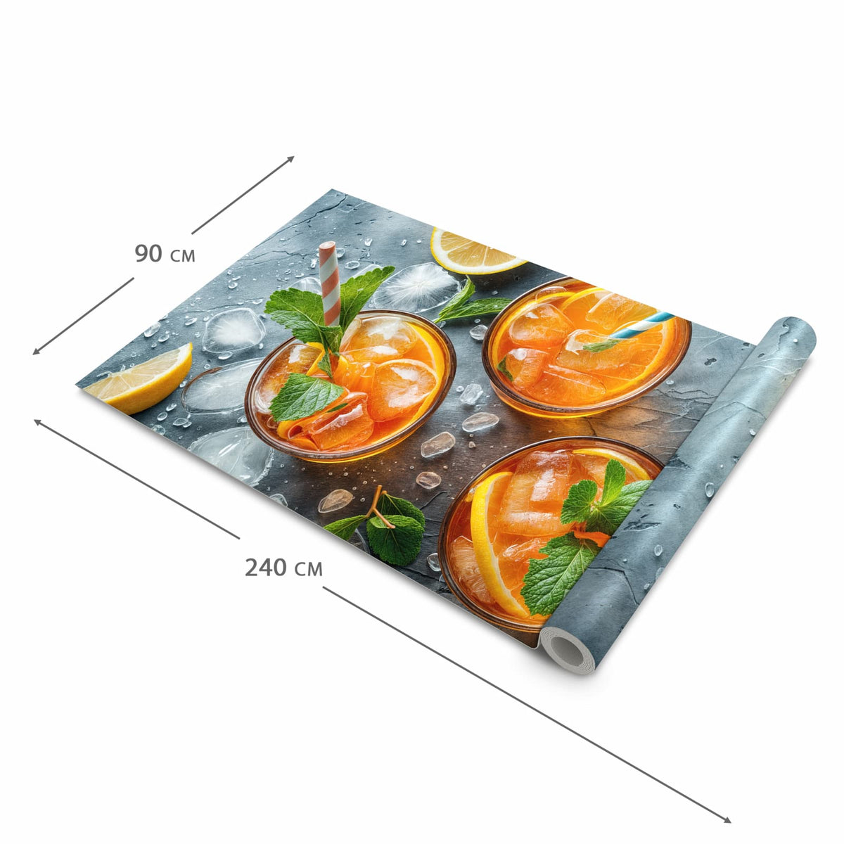 Komfortabler Küchenläufer nach Maß mit Motiv Sommerlicher Drink in der Größe 80x280 cm