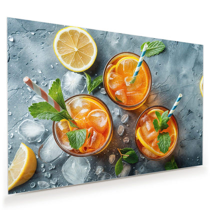 Wandbild mit dem Motiv Drei Drinks mit Zitrone