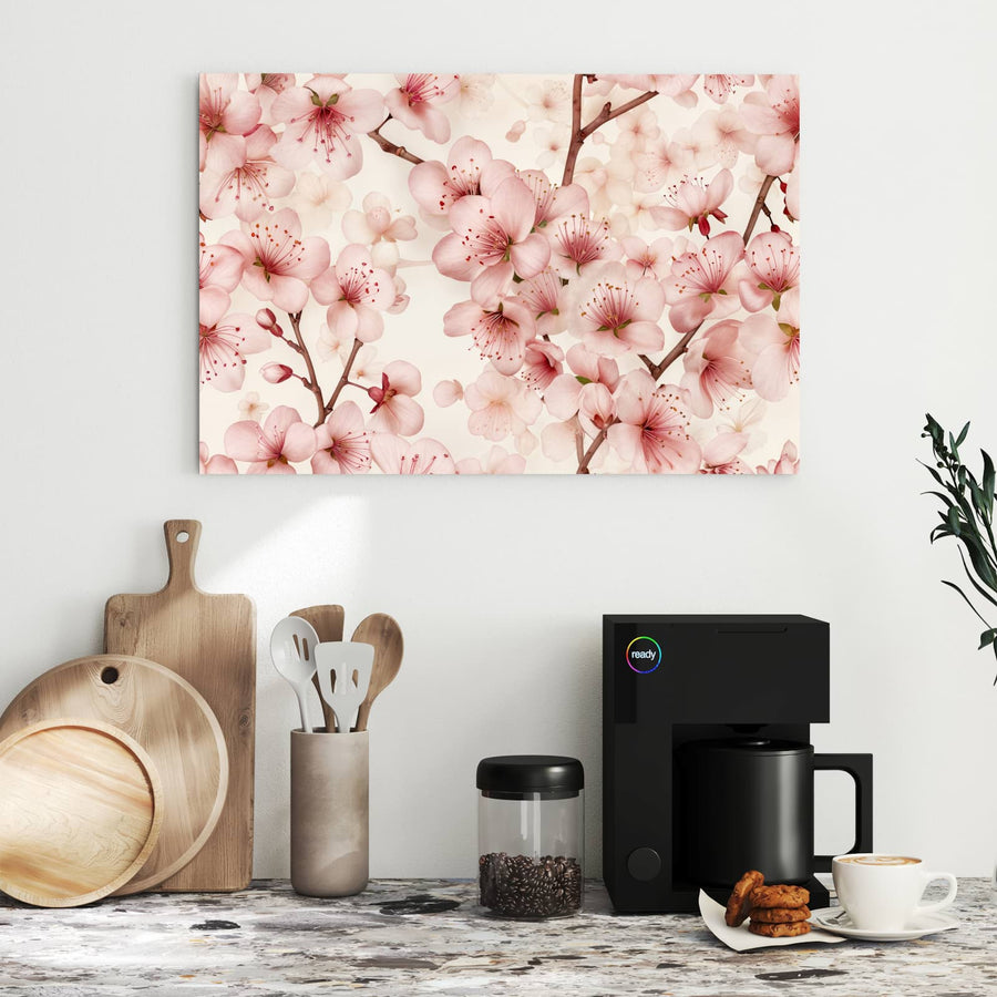 Maße Metall Magnettafel - Kirschblüten auf Creme
