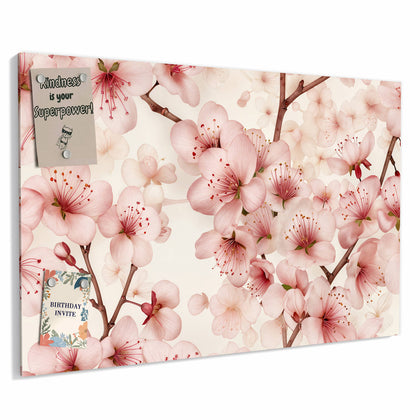 Metall Magnettafel mit dem Motiv Kirschblüten auf Creme