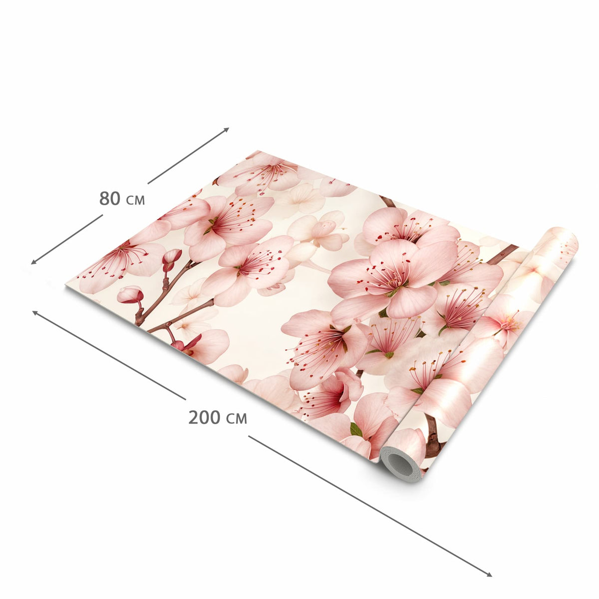 Bodenschonender waschbarer Küchenteppich mit Motiv Kirschblüten in der Grösse 80x250 cm