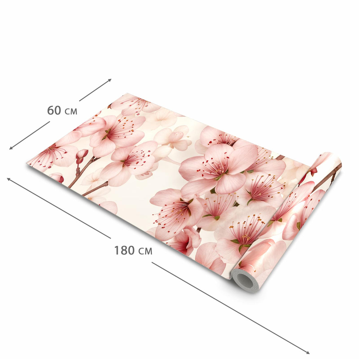 Strapazierfähiger waschbarer Teppich Esstisch mit Motiv Kirschblüten in der Größe 80x250 cm